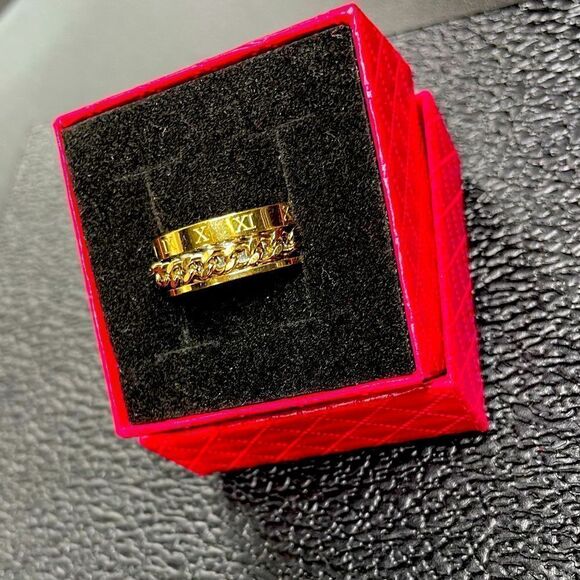 Men’s Fidget / Spin Ring l Stainless Steel - Gold l Size 9 l New with choice box - Picture 1 of 9